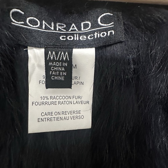 Conrad Luxury Vest Size M Black Rabbit Fur Raccoon Black Designer Whimsigoth - Picture 6 of 9